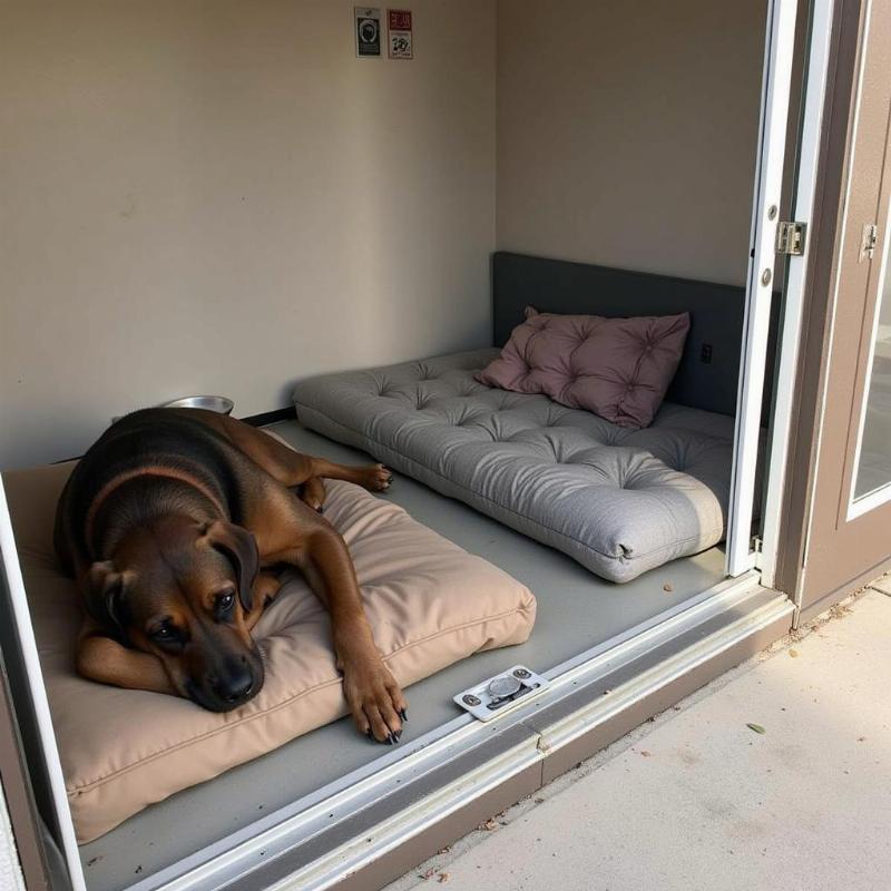 Dog Relaxing in Kennel at Pagosa Springs Boarding