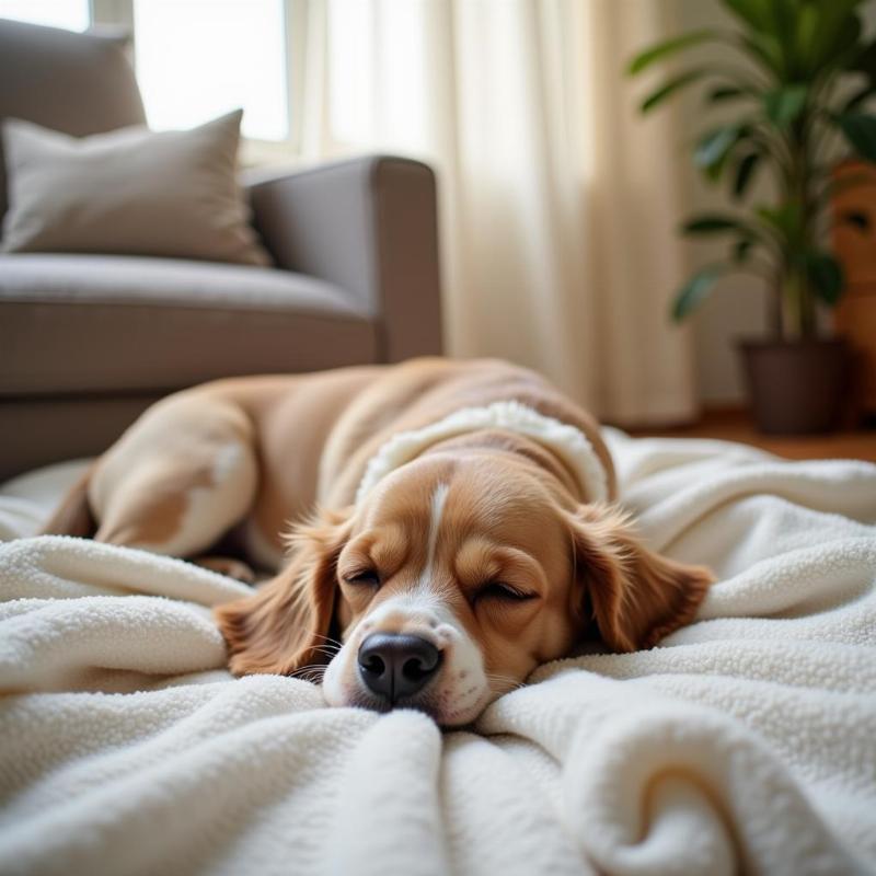 Dog Sleeping on a Fresh Blanket