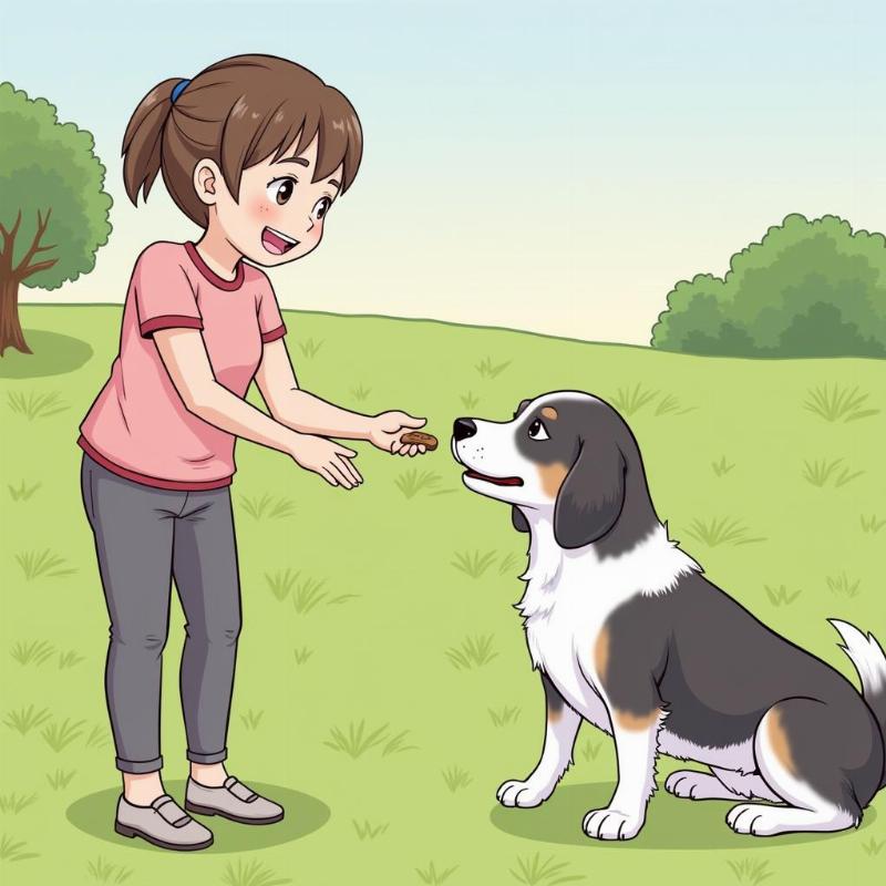 Dog training with positive reinforcement