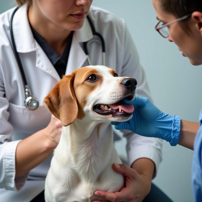 Dog Being Examined by a Veterinarian