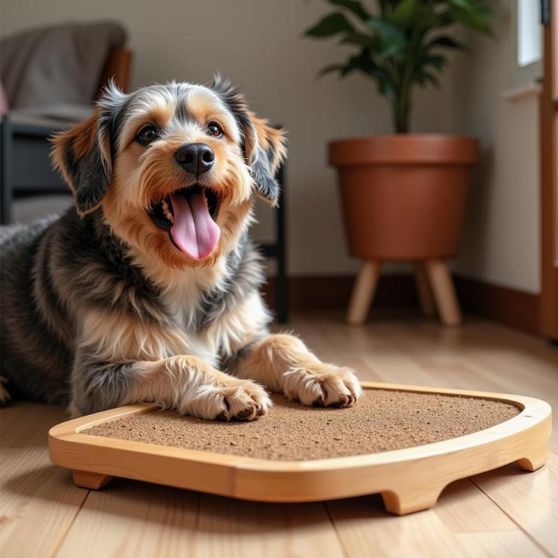 Dog Using Scratch Board