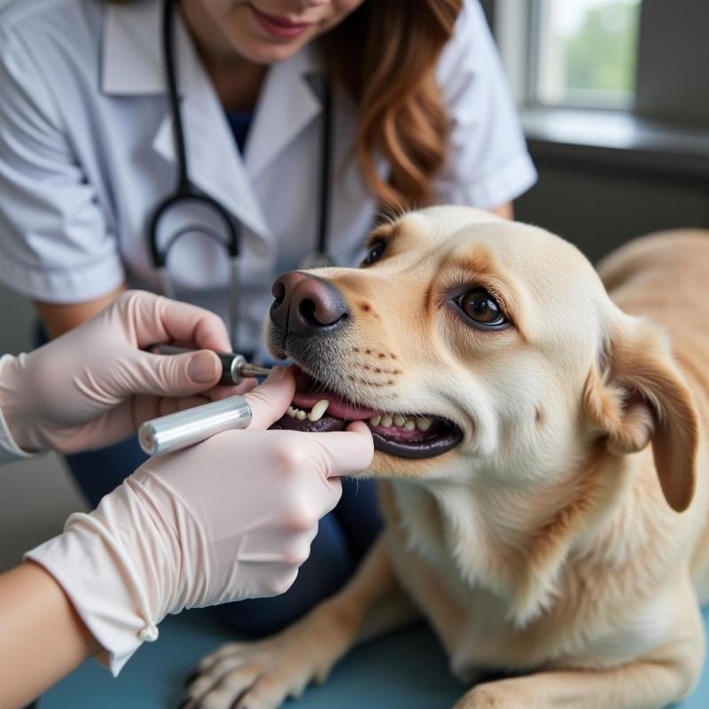 Dog at Vet Checkup