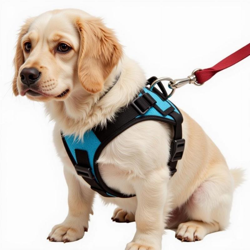 Dog wearing an EZ walk harness correctly