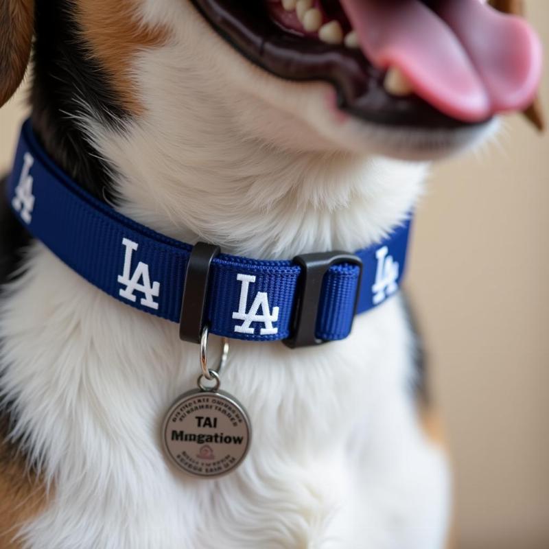 Dog with Dodgers Collar and ID Tag