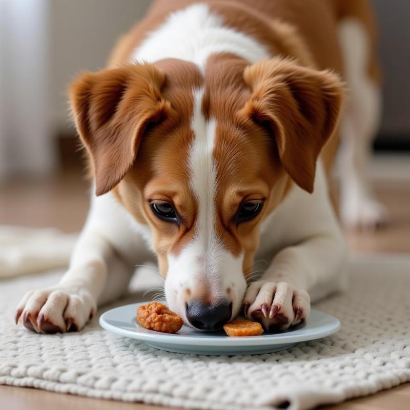 Dog with Sensitive Stomach Eating