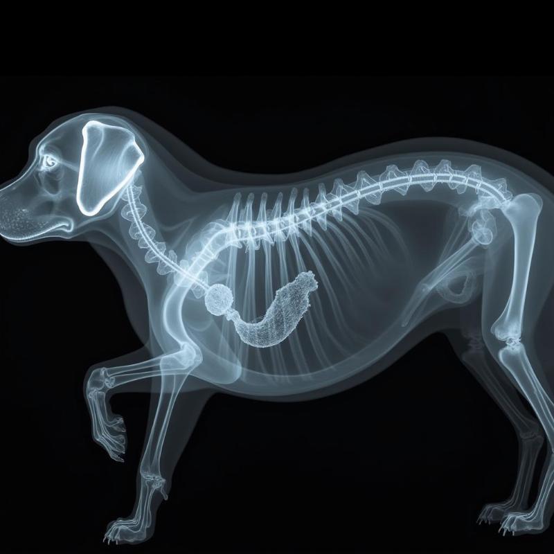 Dog X-Ray Showing Blockage