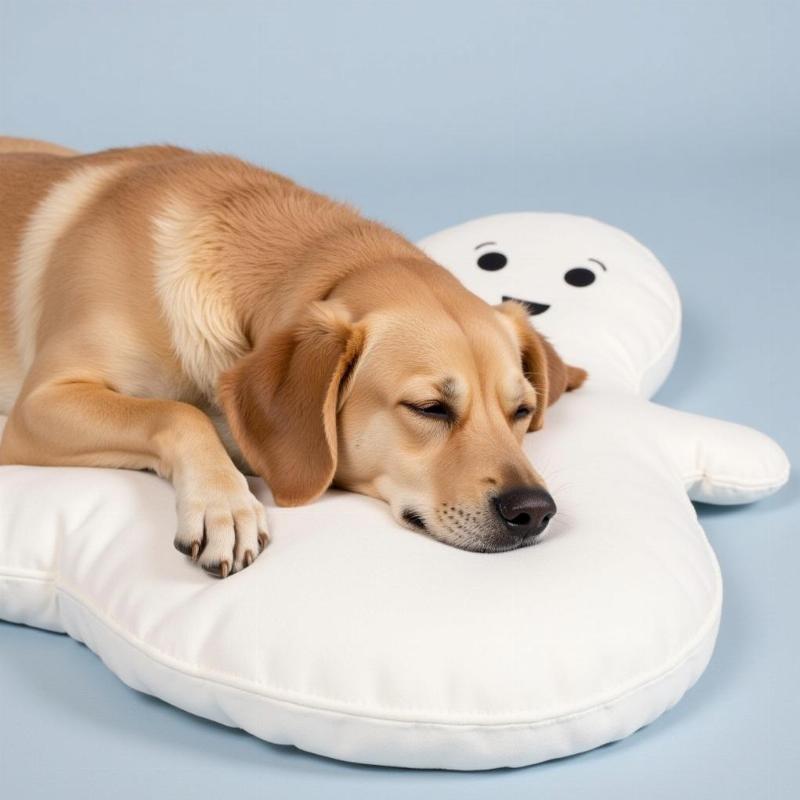 Dog Sleeping Peacefully on Doug the Dog Ghost Pillow