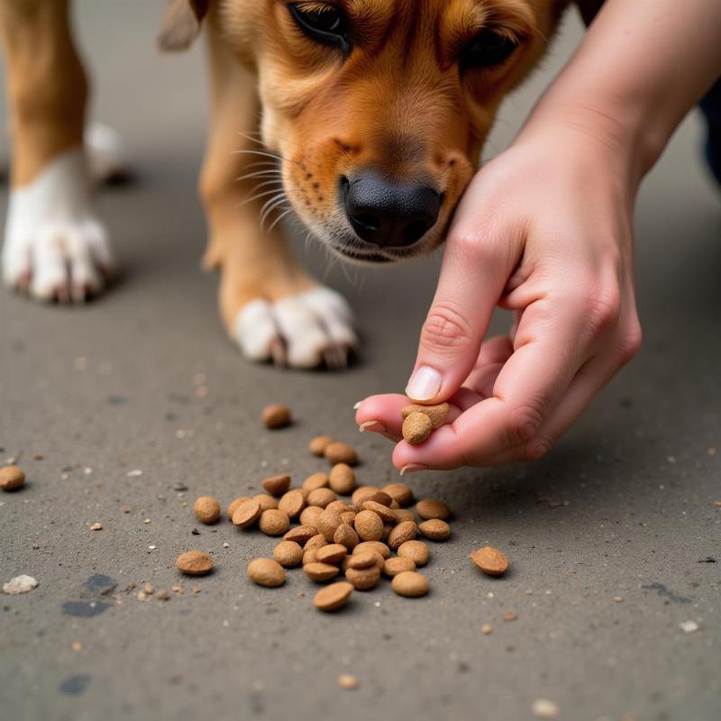 Using Food to Lure a Stray Dog