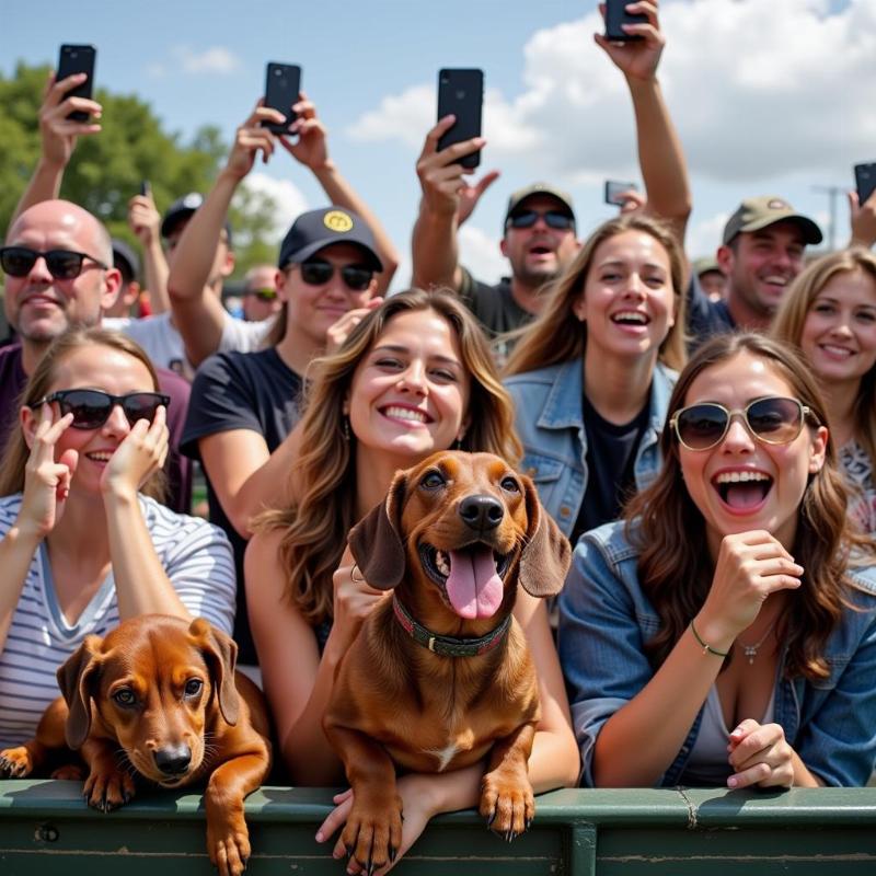 Excited Crowd at Wiener Dog Races