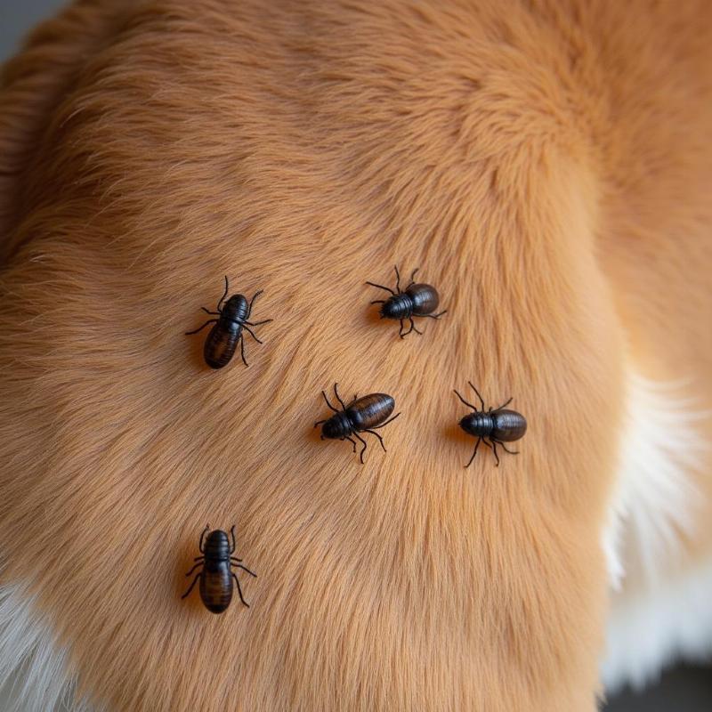 Flea Infestation on a Dog's Fur