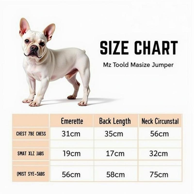 French Bulldog Jumper Size Chart