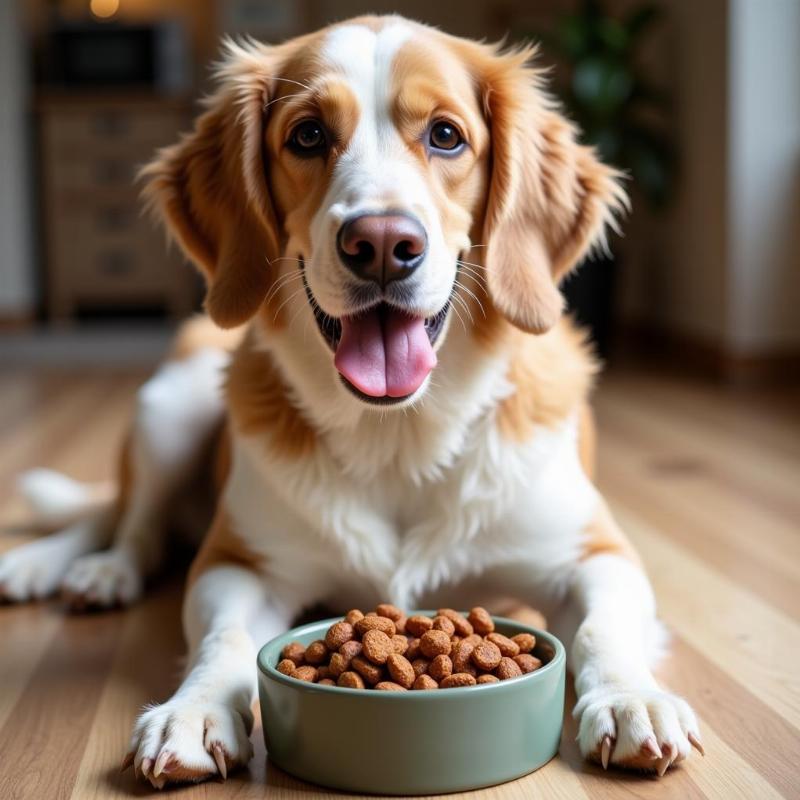 Happy Dog Eating Merrick Sensitive Stomach Food