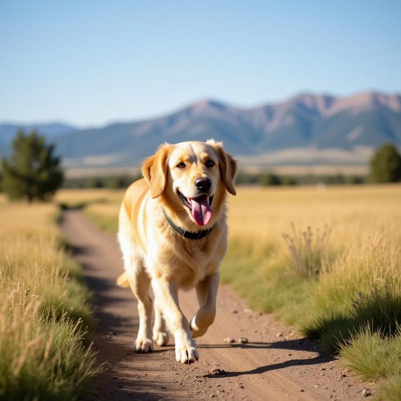 Happy dog exploring the trails near Rawlins, WY