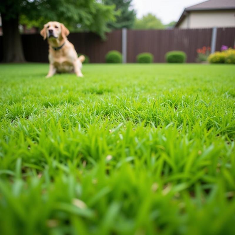 Healthy Green Lawn with Dog