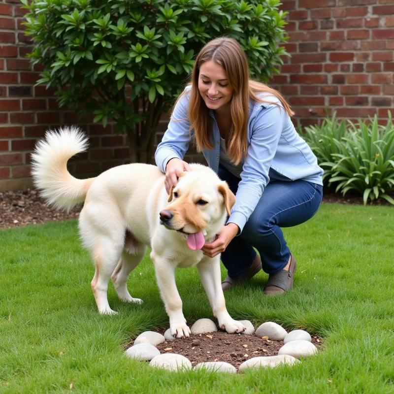 Guiding a dog to its designated potty area