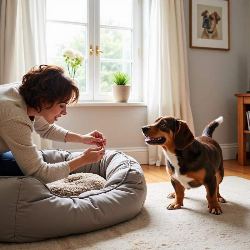 Guiding dog to new bed