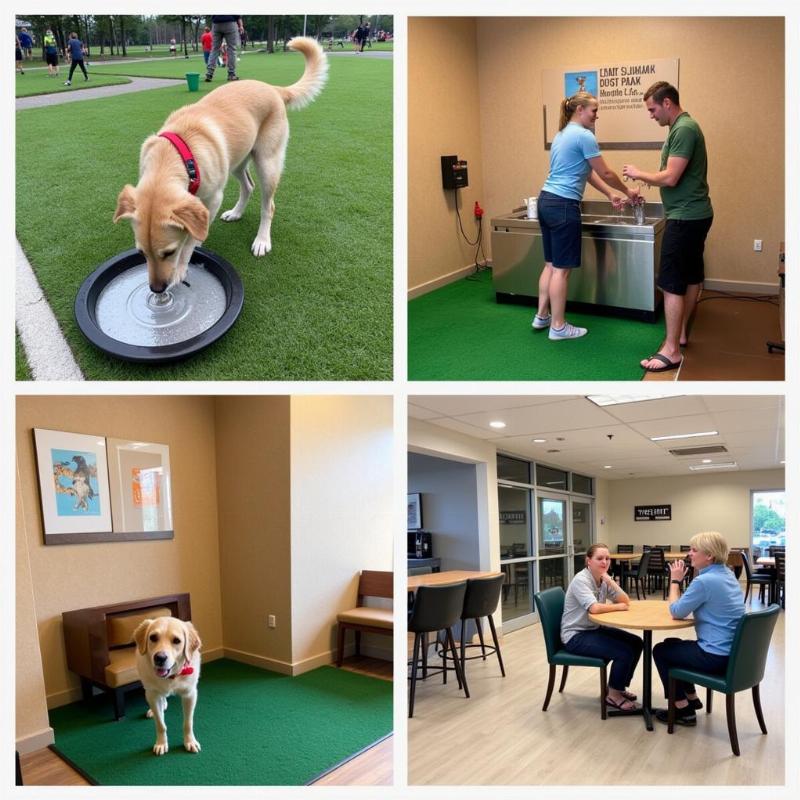 Amenities at an indoor dog park