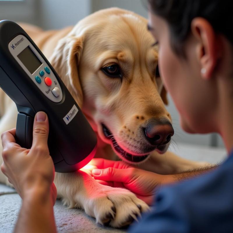 Dog undergoing K laser therapy