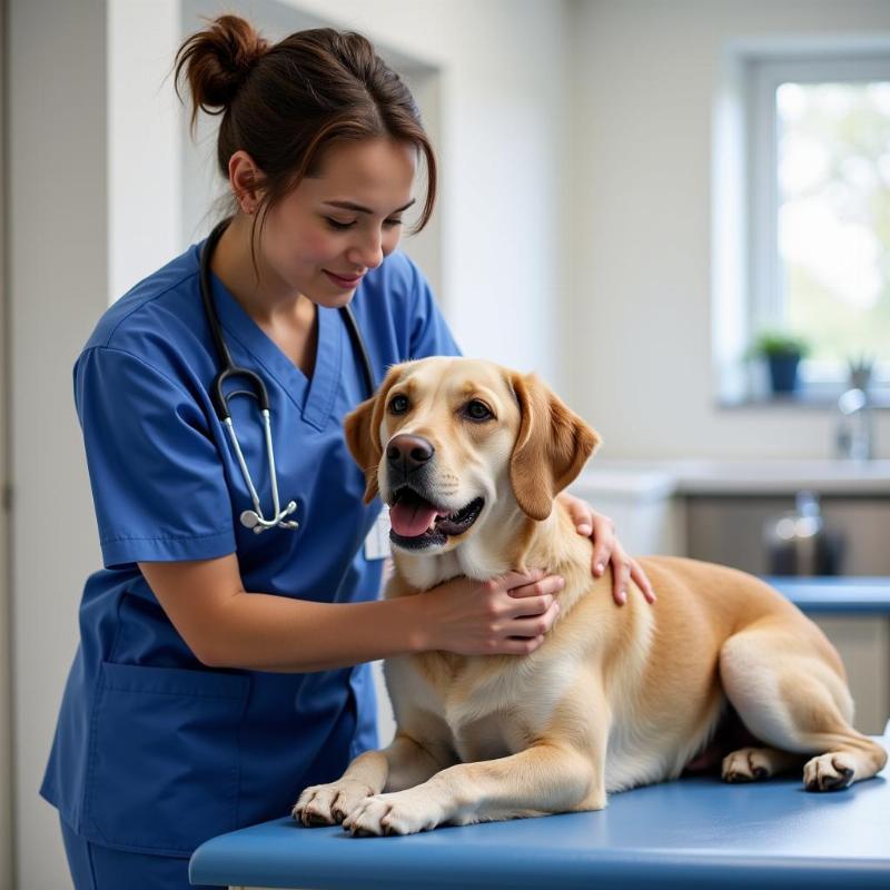 Dog having a check-up