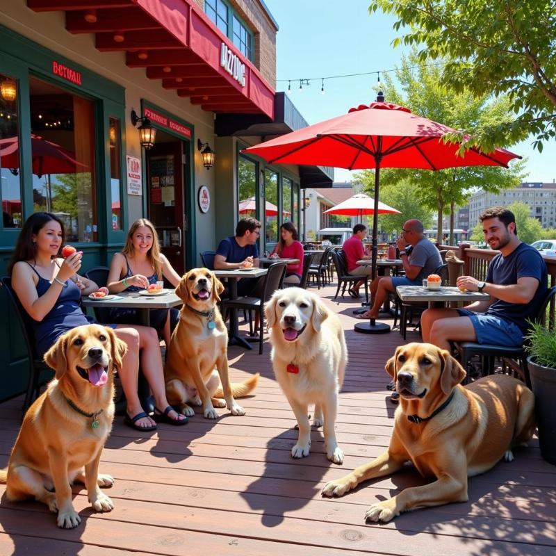 Dogs Enjoying the Patio at Lazy Dog Restaurant