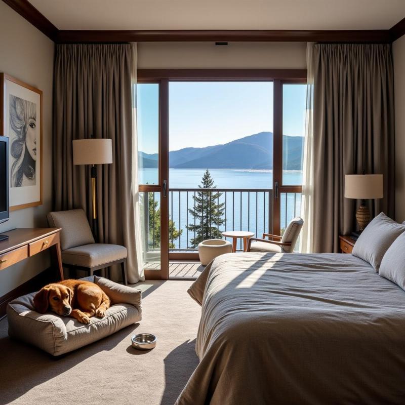 Luxurious dog-friendly hotel in South Lake Tahoe with lake views and pet amenities.