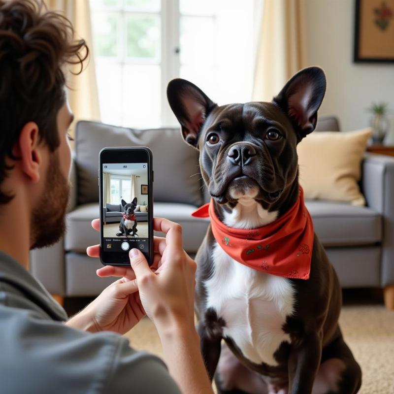 Man Taking Photo of Dog