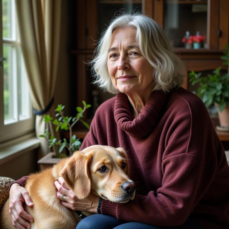 Mary Oliver Sharing a Quiet Moment with Her Dog