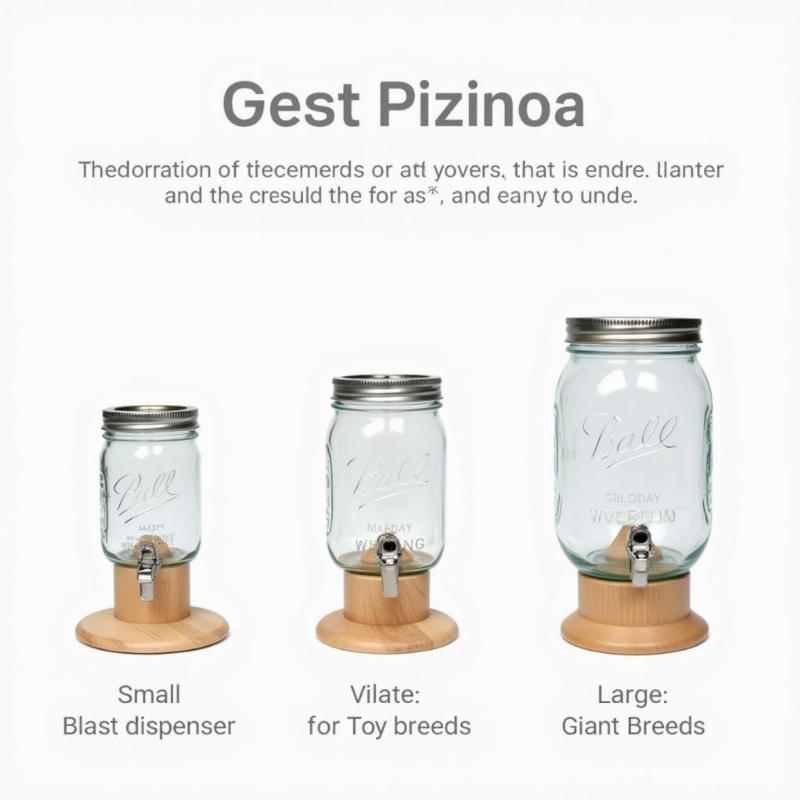 Mason jar dog water dispensers in various sizes