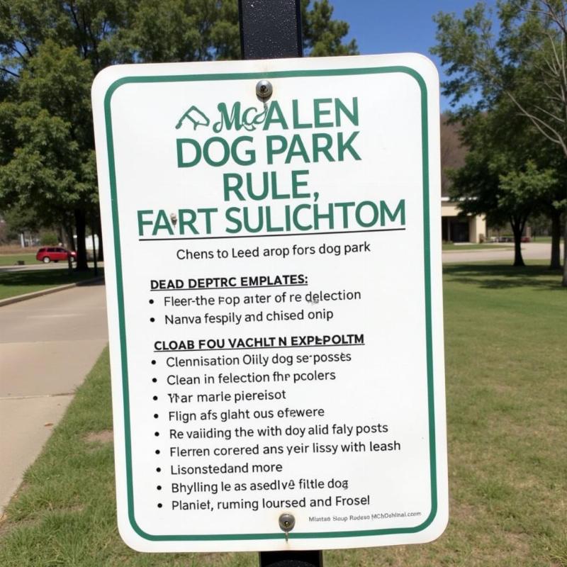 Sign displaying rules at McAllen Dog Park