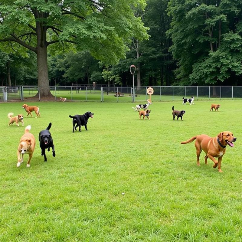 Dogs playing at McDaniel Farm Dog Park