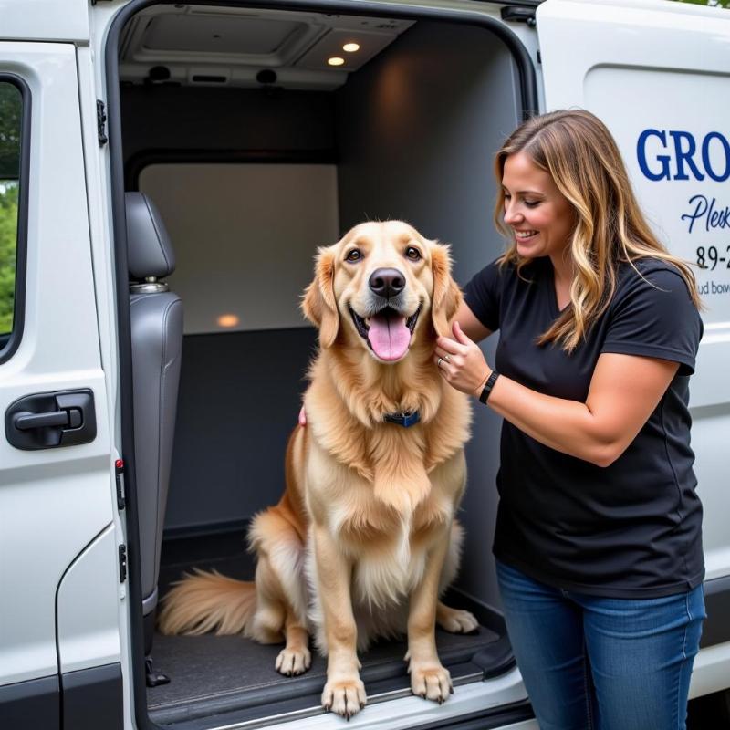 Happy Dog Being Groomed in a Mobile Van in Louisville, KY