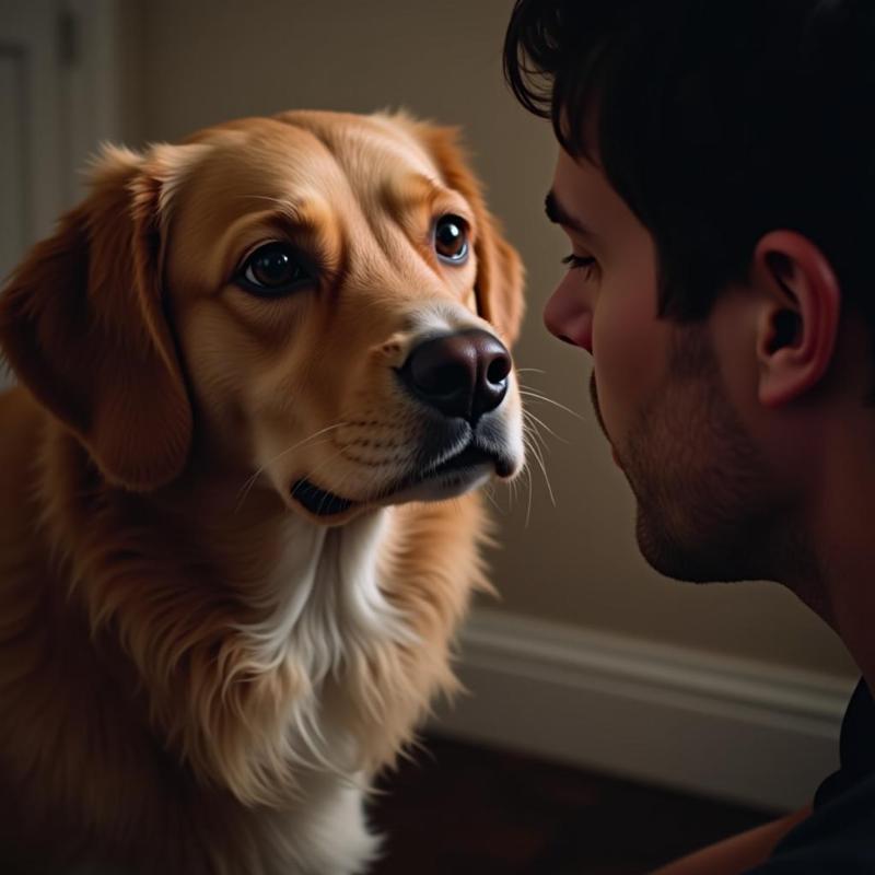 Dog Gazing Lovingly at Owner