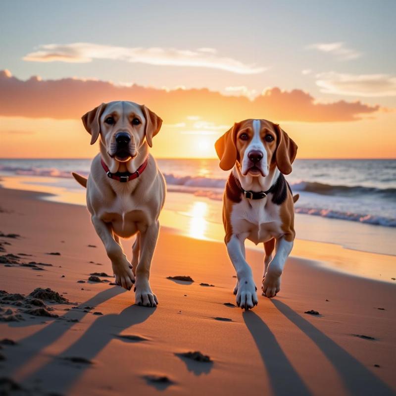 Dogs on the Outer Banks beach