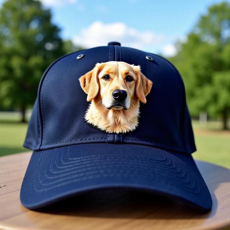 baseball cap embroidered with dog image