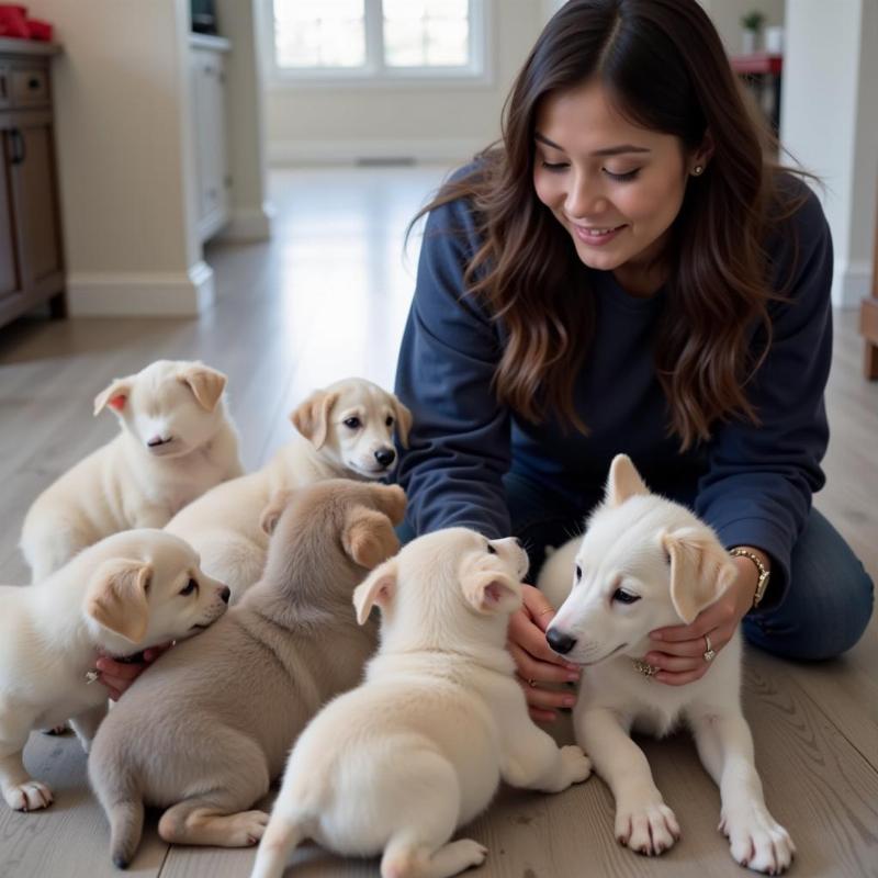 Northern Inuit Dog breeder with puppies