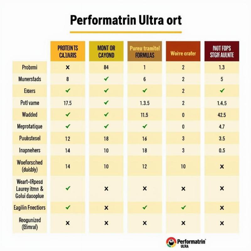 Performatrin Ultra Nutritional Chart