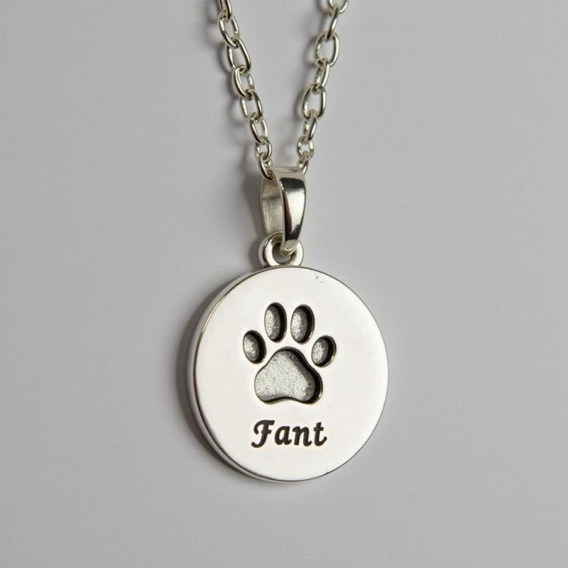 Silver Personalized Dog Paw Print Necklace