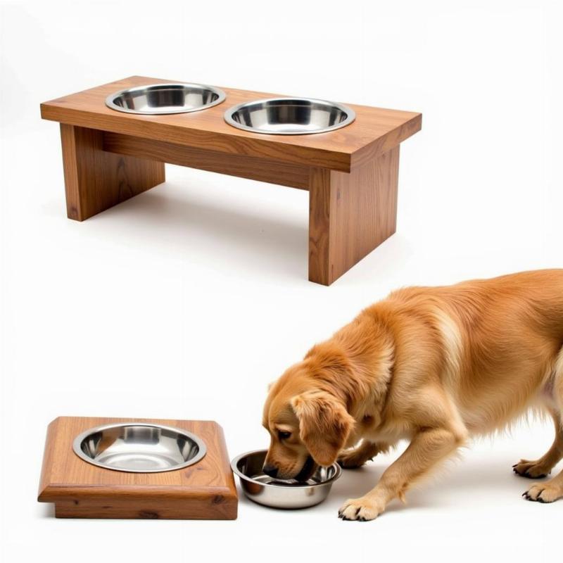 Raised dog food and water bowl station