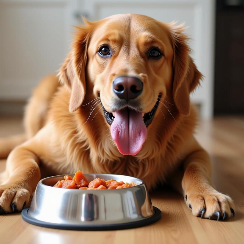 Salmon Freeze Dried Dog Food in a Dog Bowl