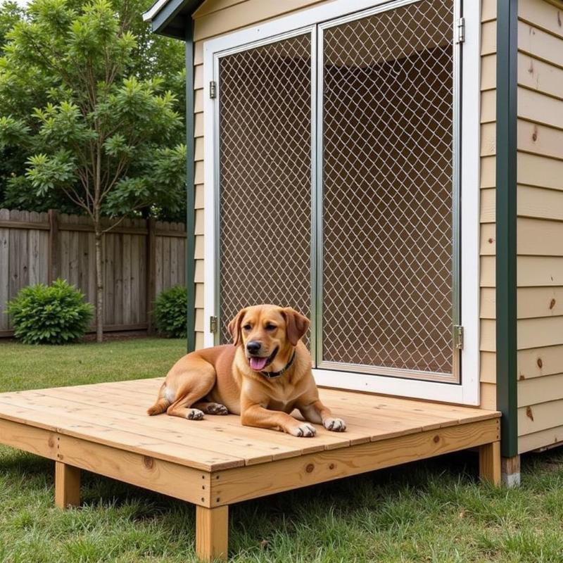 Raised wooden platform for a dog kennel