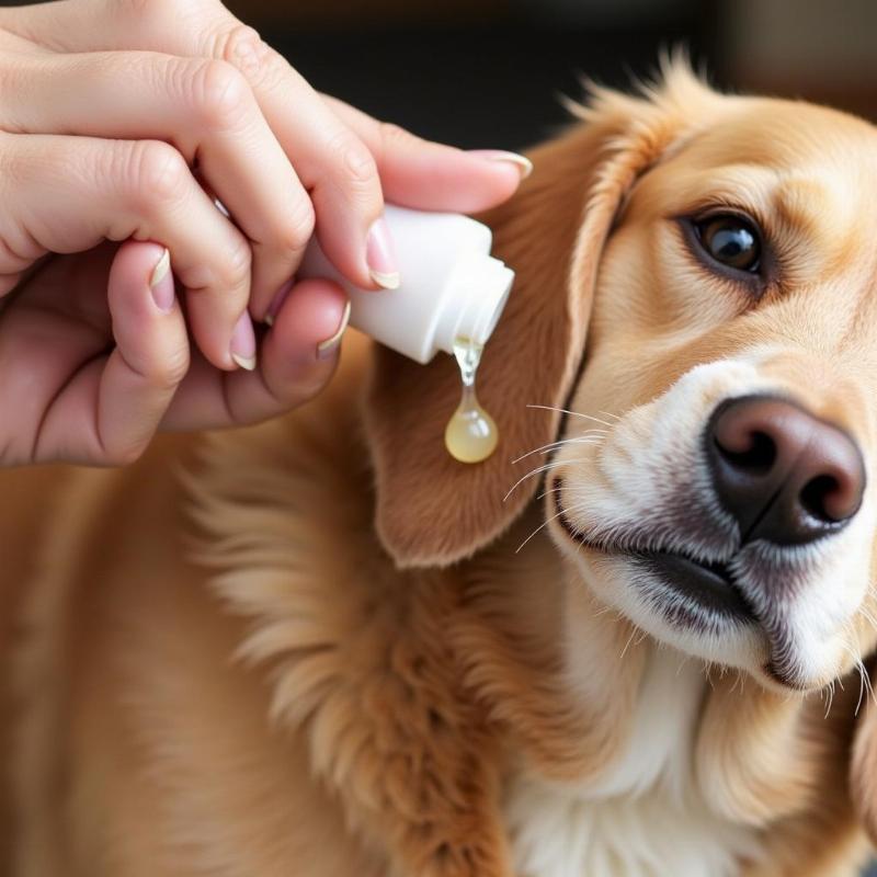 Applying Skin So Soft on a Dog