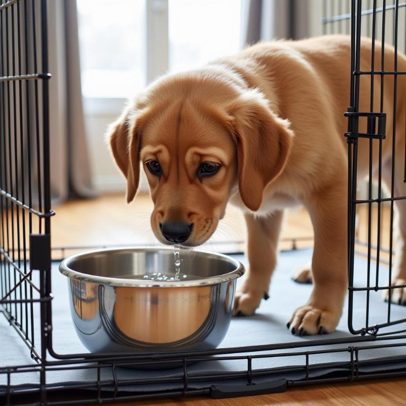 Stainless Steel Dog Bowl in Crate