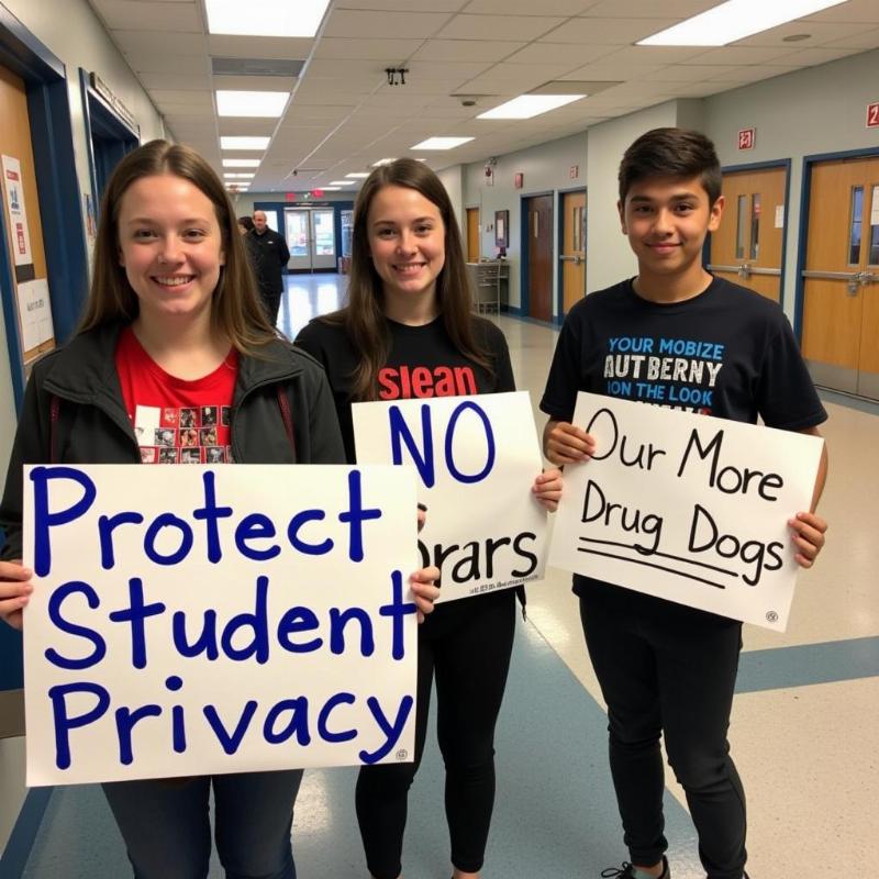 Students protesting drug dogs in schools