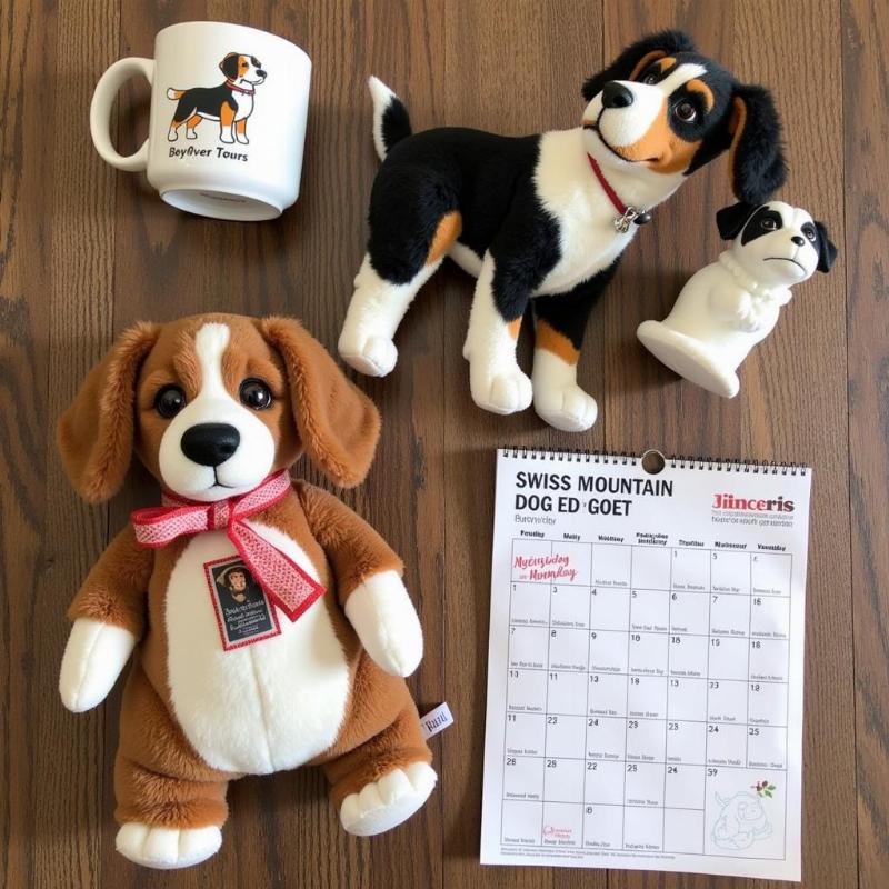 A collection of Swiss Mountain Dog themed items