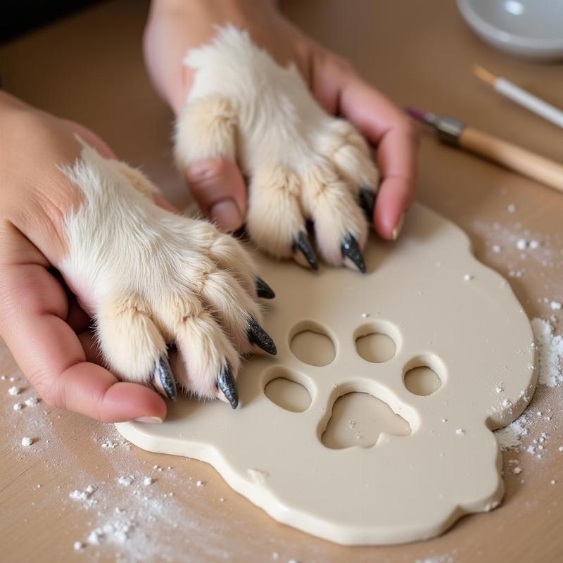 Creating Dog Paw Print on Clay