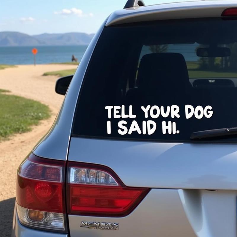 Tell Your Dog I Said Hi Bumper Sticker on a Car