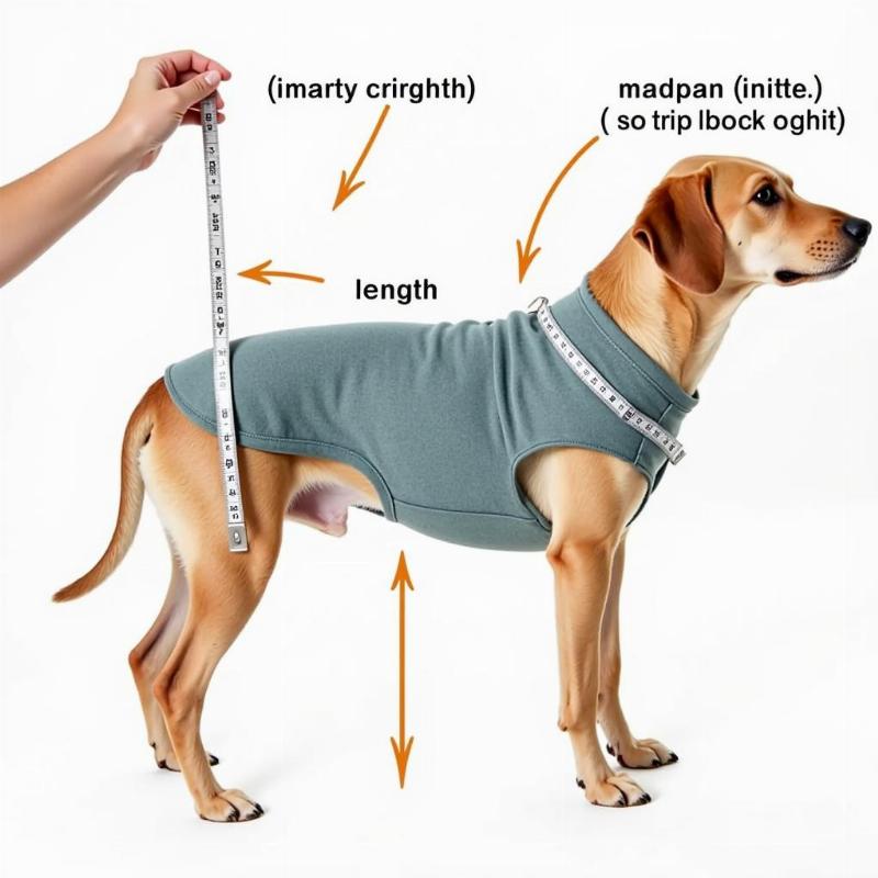 Measuring a dog for a Telluride sweater