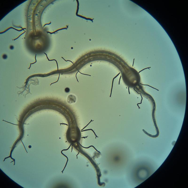 Canine sperm under a microscope.