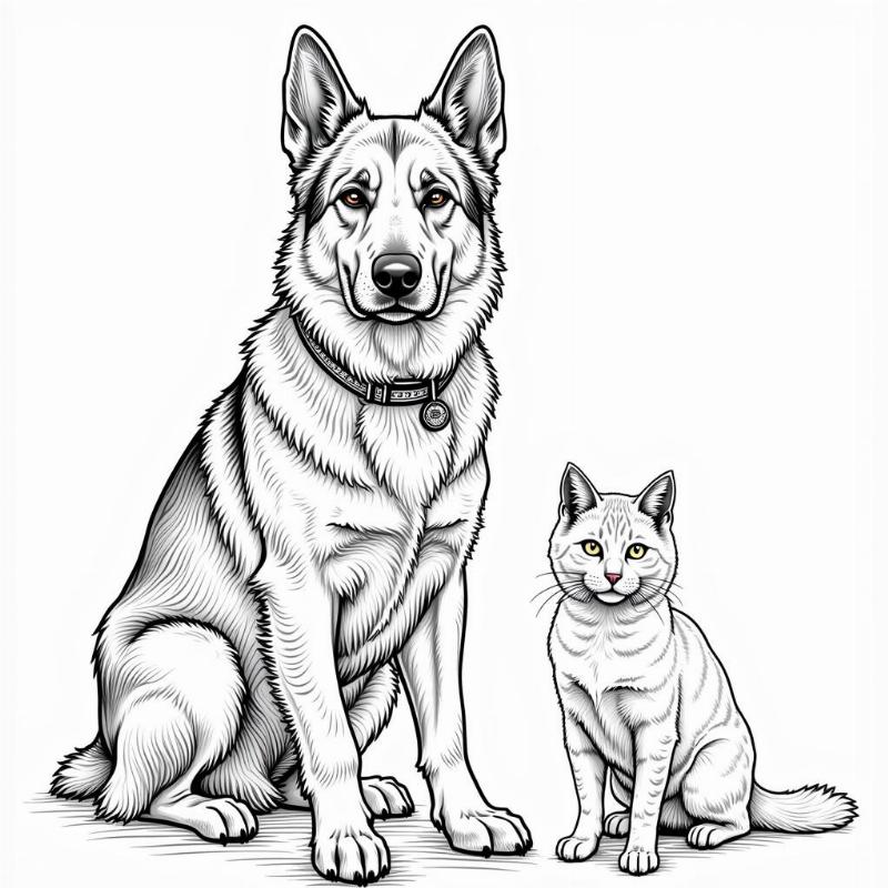 Intricate Cat and Dog Coloring Pages for Adults