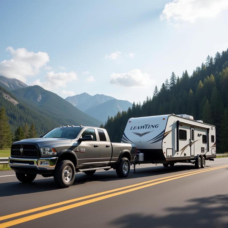 Truck Towing a Trailer Safely